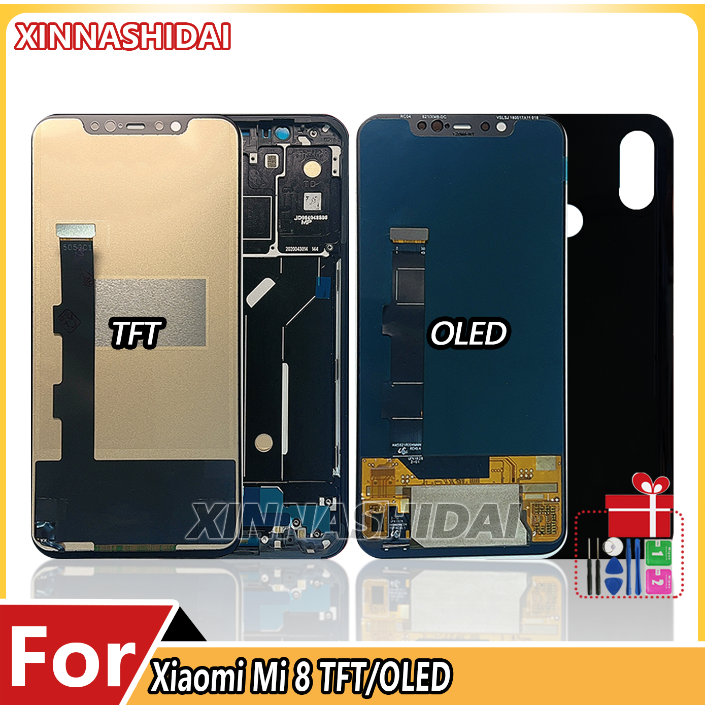 High Quality TFT/OLED For Mi 8 M1803E1A Pantalla LCD Display Touch Screen Frame Battery Cover Housing Replacement Parts