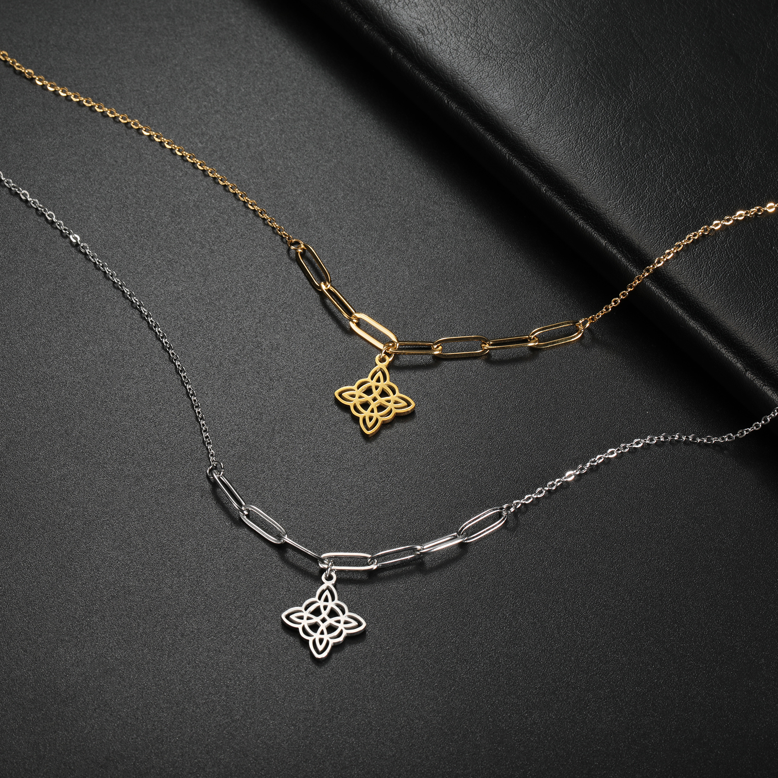 Lemegeton Vintage Witch Knot Pendant Necklace Celtic Women's Witch Protection Talisman Stainless Steel Fashion Simple Jewelry