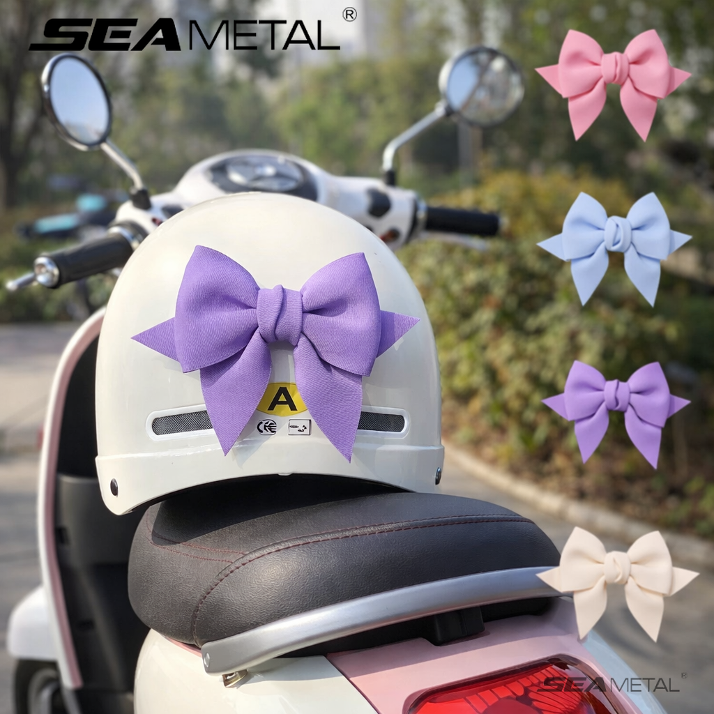 SEAMETAL Cute Bowknot Helmet Decoration Universal Motorcycle Helmet Bow Decor for Women Girls Easy Install Helmet Accessory