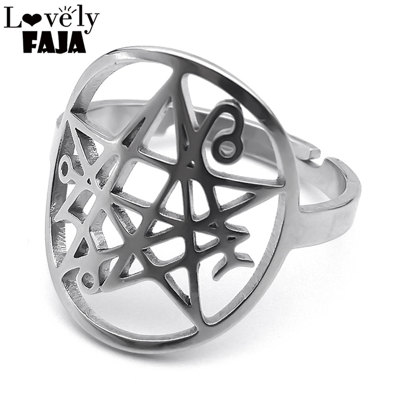 Necronomicon Call Of Cthulhu Mythos Ring for Women Men Stainless Steel H P Lovecraft Hollow Satan Rings Jewelry RRRXXXS03
