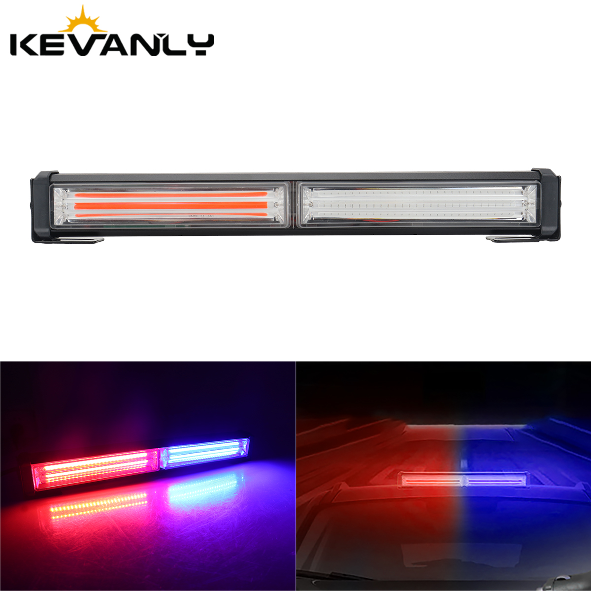 9-80V Led Work Light Vehicle Warning LED Strobe Light Bar Traffic Emergency Flashing Dual Color COB Light Bars For 4x4 Trucks