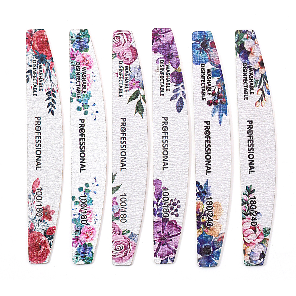 5Pcs Half-Moon Wooden Nail Files Washable Disinfectable Professional Manicure Tools Ultra Thin Gel Polish Portable Nail Tools