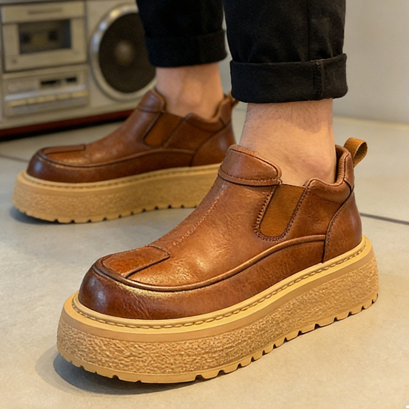 Autumn Fashion Thick Soled Casual British Style Designer Motorcycle Boots Comfortable High Quality Winter Warm Luxury Men Shoes