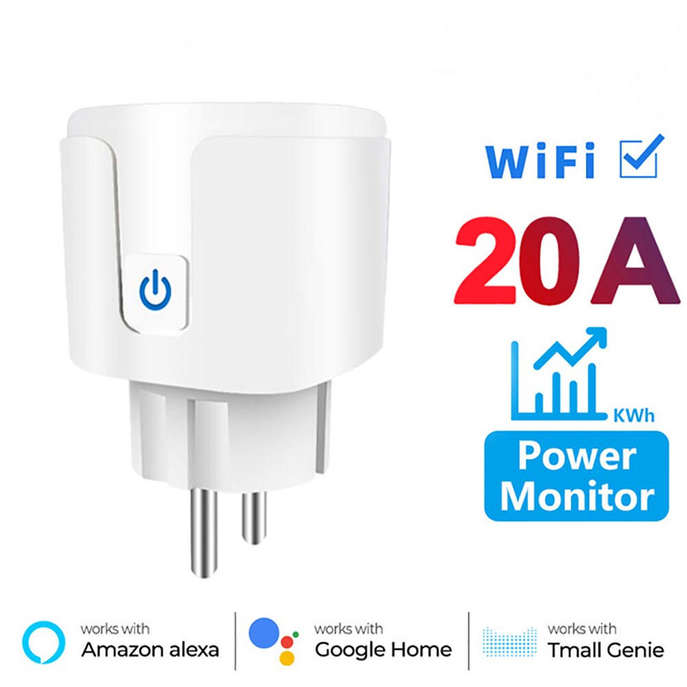 Smart WiFi or ZigBee 3.0 Socket EU Plug 16A/20A Outlet Power Monitor Voice Control work with Tuya Alexa Assistant