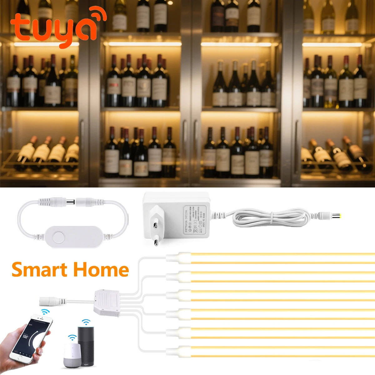 24V Wifi Tuya Smart Life APP Control Neon LED Light Strip Multi layer Cabinet Lighting 2-6PCS Dimmable Silencing Board Wall Deco