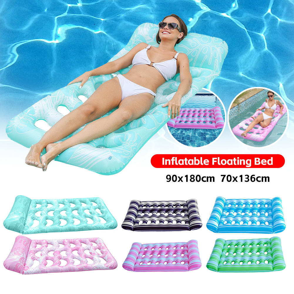 1PC Foldable Floating Water Hammock Float Lounger Inflatable Pool Mat Floating Recliner Bed Swimming Air Mattress Pool