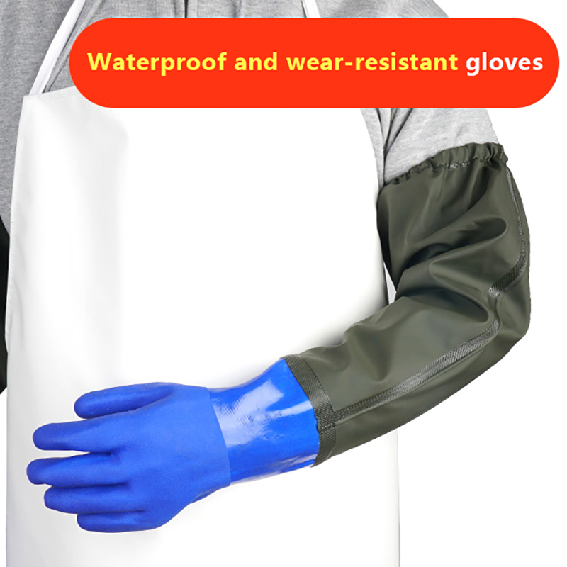 1 Pair Long Waterproof Drain Cleaning Gloves Chemical Resistant Gloves PVC Reusable Heavy Duty Long Gloves