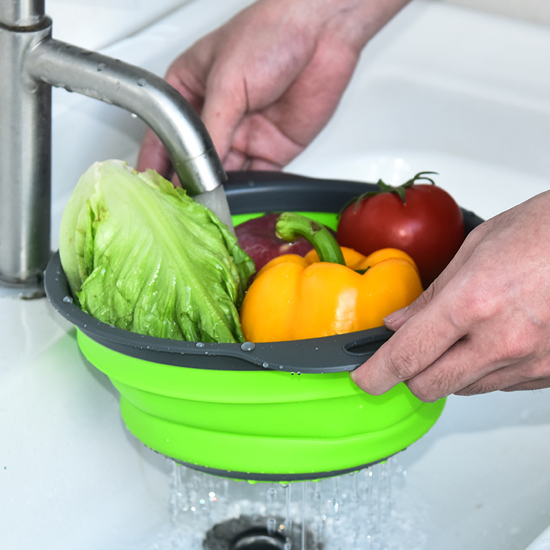 Home Foldable Drain Basket Rice Basket Multi Functional Kitchen Filter Basket Fruit Storage Basket Vegetable Washing Basket