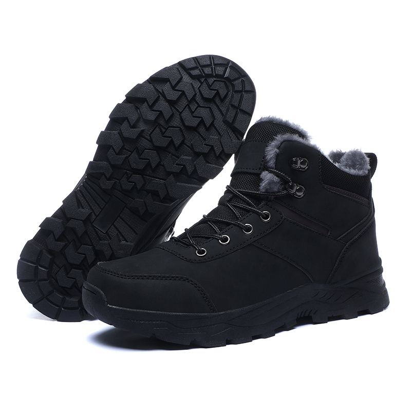 Men's snow boots winter warm plush cotton shoes soft sole non-slip high top boots fashion youth Joker outdoor sports work boots