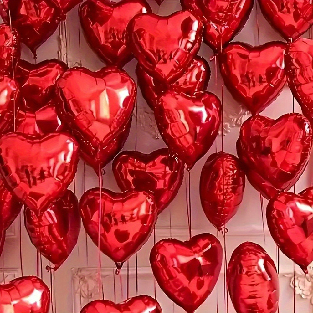 12/22pcs Red Heart Balloons - Romantic Decor for Valentine's Day, Wedding, Birthday, Anniversary -Indoor Outdoor Festive Decor