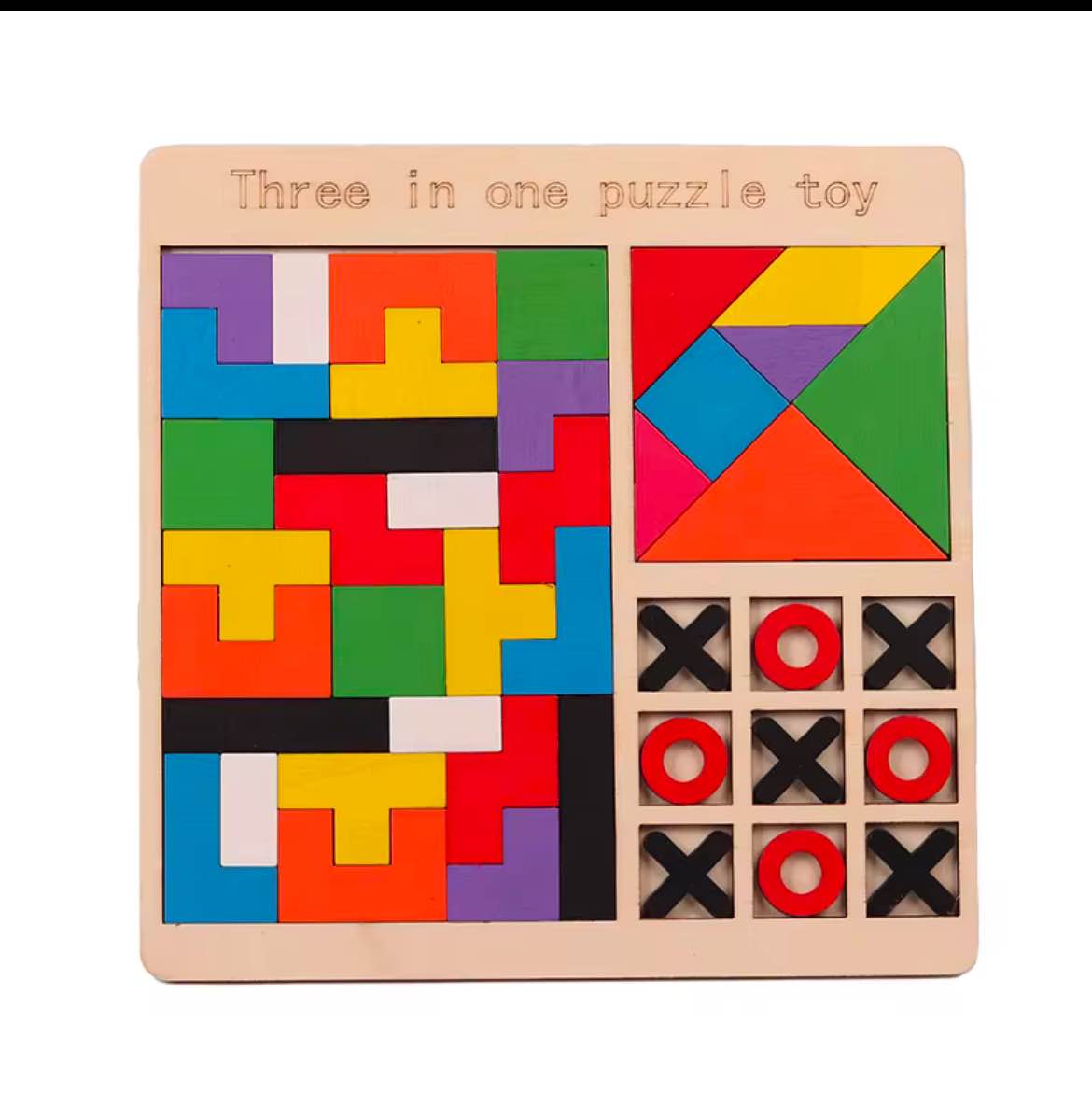 Preschool Kids Wooden Rainbow 3D DIY Puzzle Block Game Montessori Educational Tangram Toys