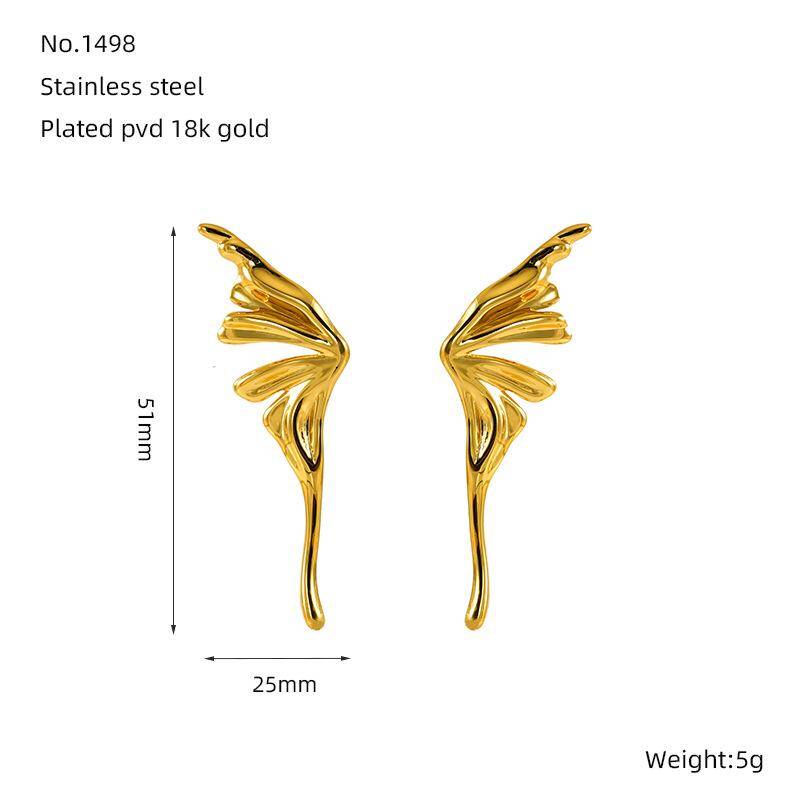 Stainless Steel French Style Geometric Flower Butterfly Inlay Pearl Ear Studs - Vintage Design