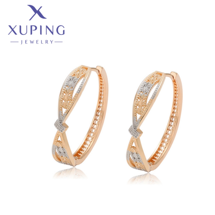 Xuping Jewelry Hot Fashion Elegant Round Shape Gold Color Hoops Earrings for Women Schoolgirl Classic Party Wish X000814190