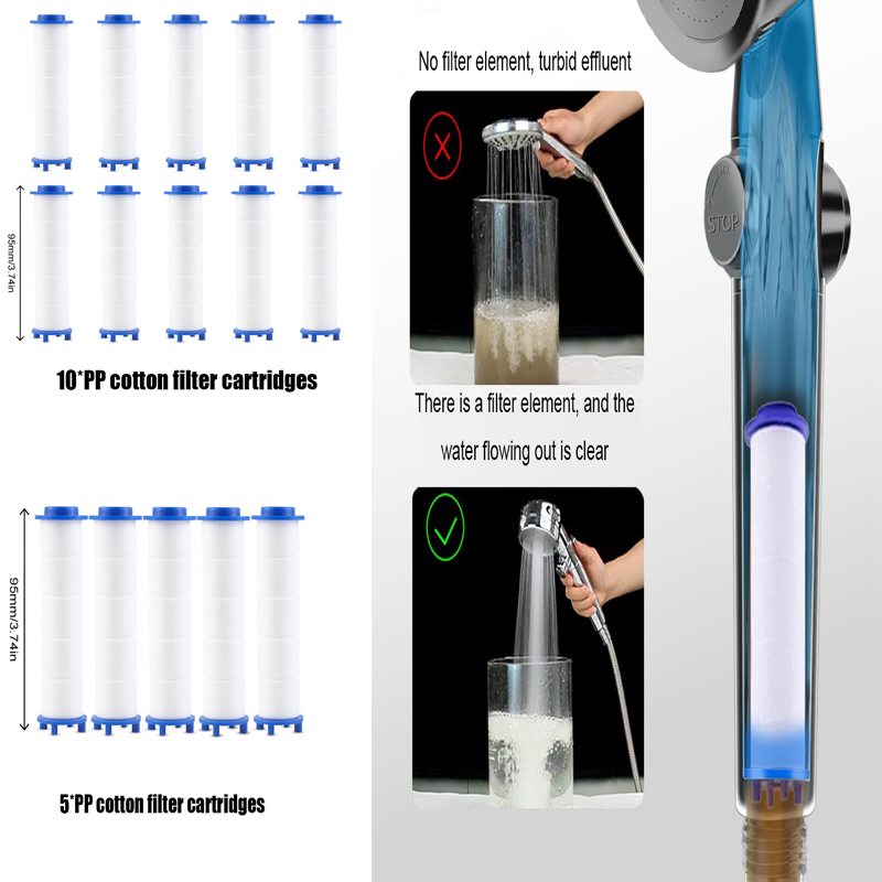 5/10PC Universal Shower Filter Increases Water Pressure Removes Impuritie For Standard Shower Heads Water Purification Cartridge