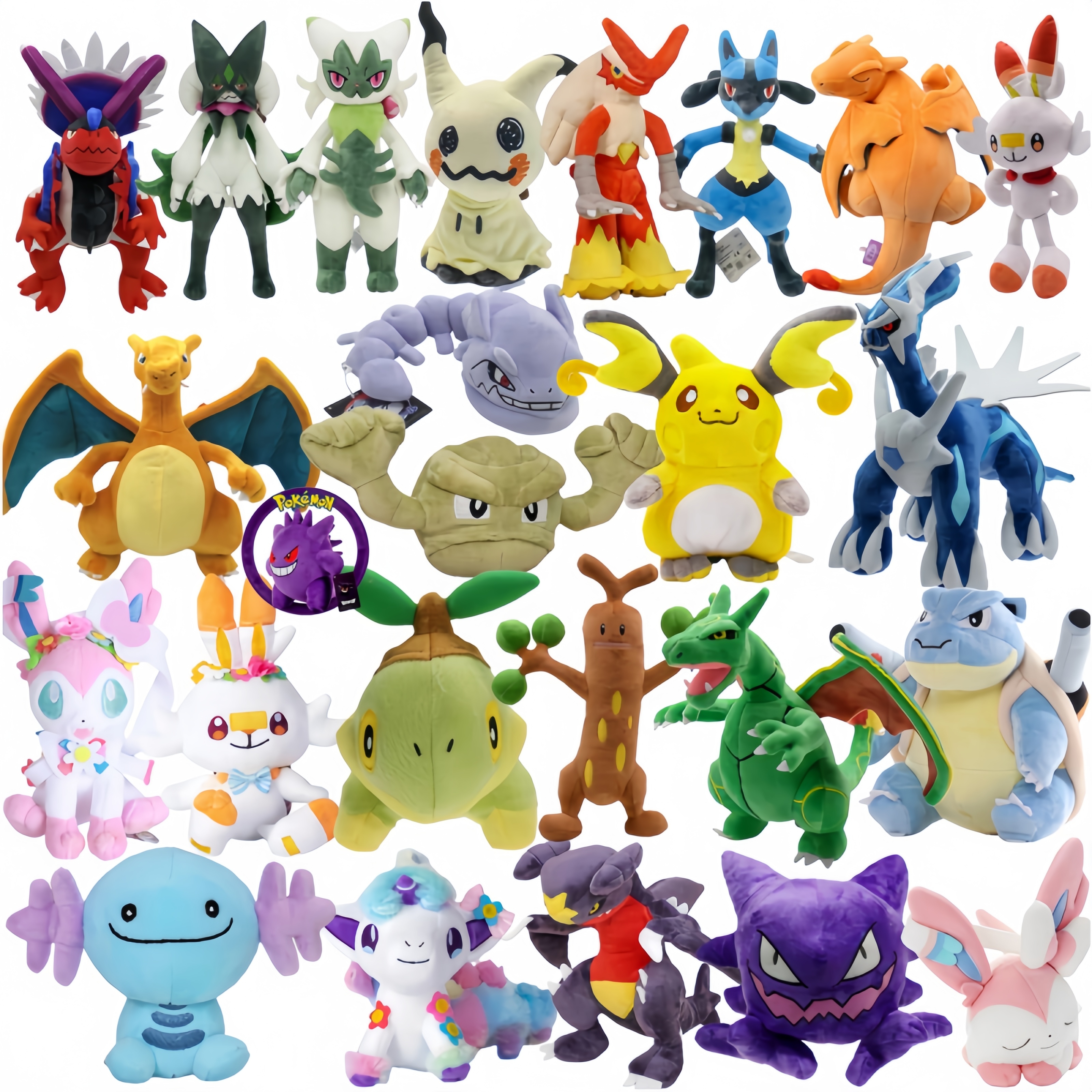 Anime Shiny Black Charizard Plush Pokemon Wooper Toys Pikachu Peluche Blaziken Geodude Turtwig Garchomp Stuffed Peluche Kid