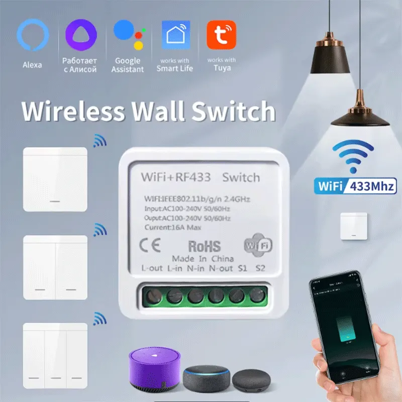 Tuya WiFi Smart Light Switch Smart Home Wireless RF 433mhz Push Button Wall Switch Via Alexa Home Alice Smart Life App lightify - image 1