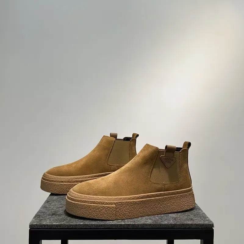 Faux Suede Leather Men's Boots High Quality Men Working Boots Brand Designer Casual Shoes British Style Ankle Botas Para Hombre