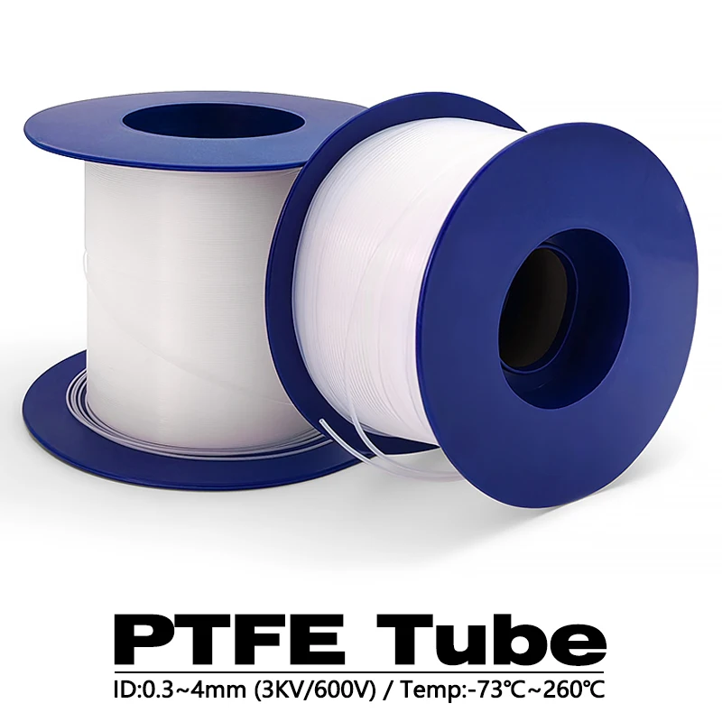 1M/3M/5M PTFE Teflonto Capillary Tube ID 0.3mm-6mm High Temp Resistant Corrosion Proof Insulated Anti-Aging Rigid Pipe