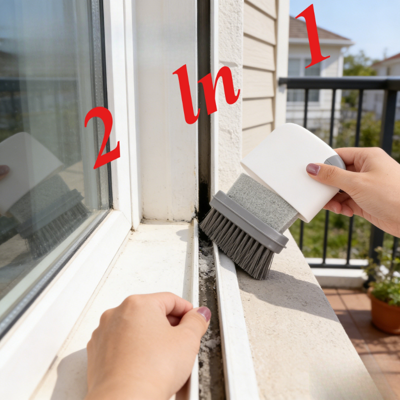 2 In1 Window Track Cleaning Brush Sliding Door Groove Cleaner Pet Hair Remover Multifunctional Home Kitchen Cleaning Accessories