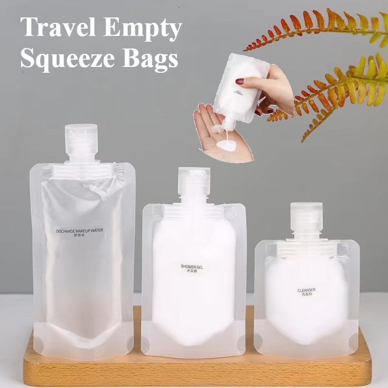 Travel Empty Squeeze Bags Lotion Dispensing Bag Refillable Shampoo Toiletries Conditioner Liquid Cosmetic Storage Pouches