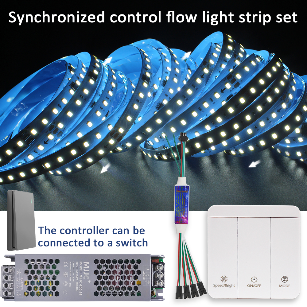 5M 10M 15M WS2811 COB Running Water Strip Light for 24V 400W PIR Motion Sensor LED Stair Controller Staircase Lighting Decor