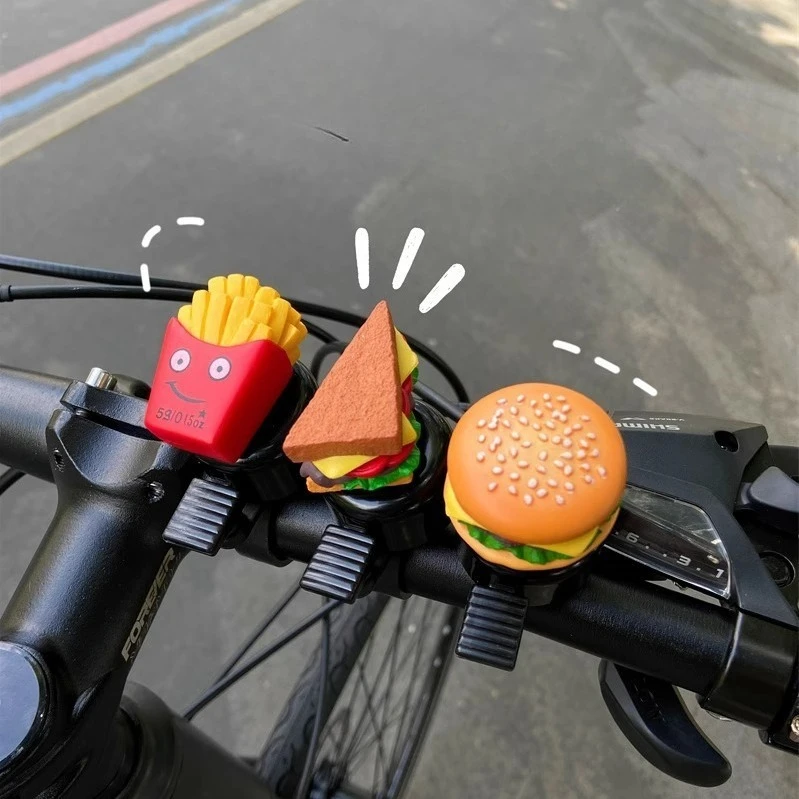 Hamburg Cartoon Bicycle Bell Sandwich French Fries Bicycle Horn Loud Cartoon Bike Scooter Bell Children's Mountain Bike