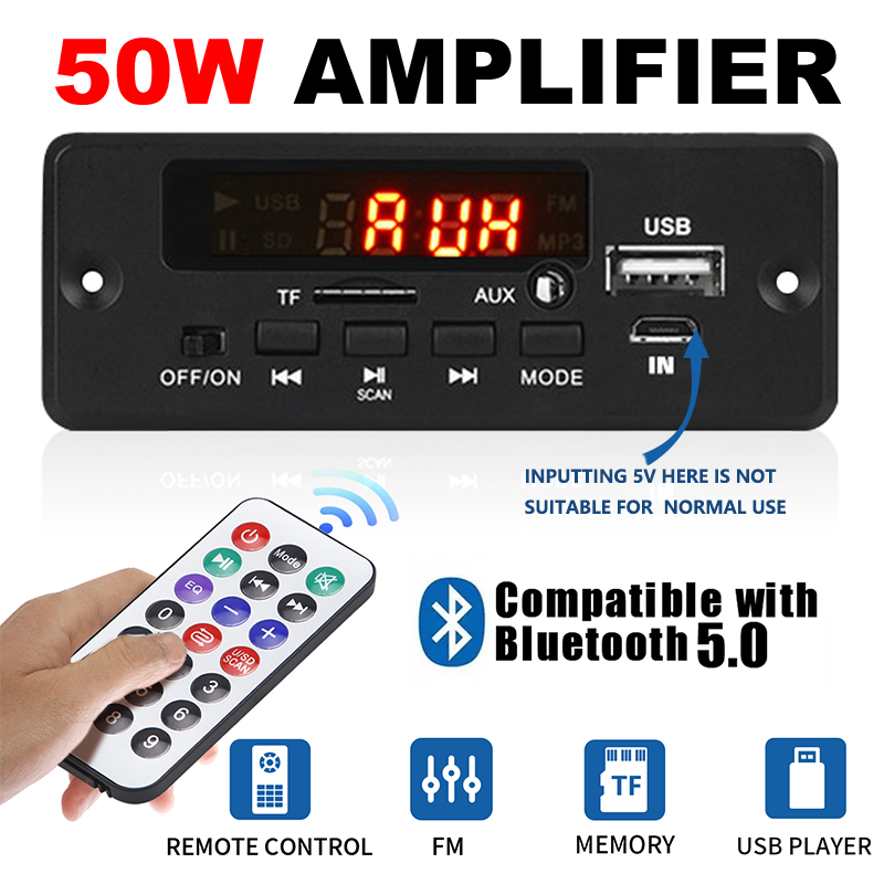 DC 12V Bluetooth 5.0 MP3/WMA/WAV/FLAC/APE Audio Decoder Board With Remote Control Without Amplifier For Car Music Player