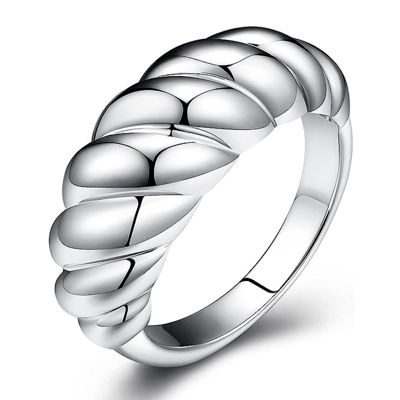 Huitan Glossy Twisty Rings Female Gorgeous Luxury Attractive Finger Accessories Modern Versatile Daily Wedding Jewelry for Lady