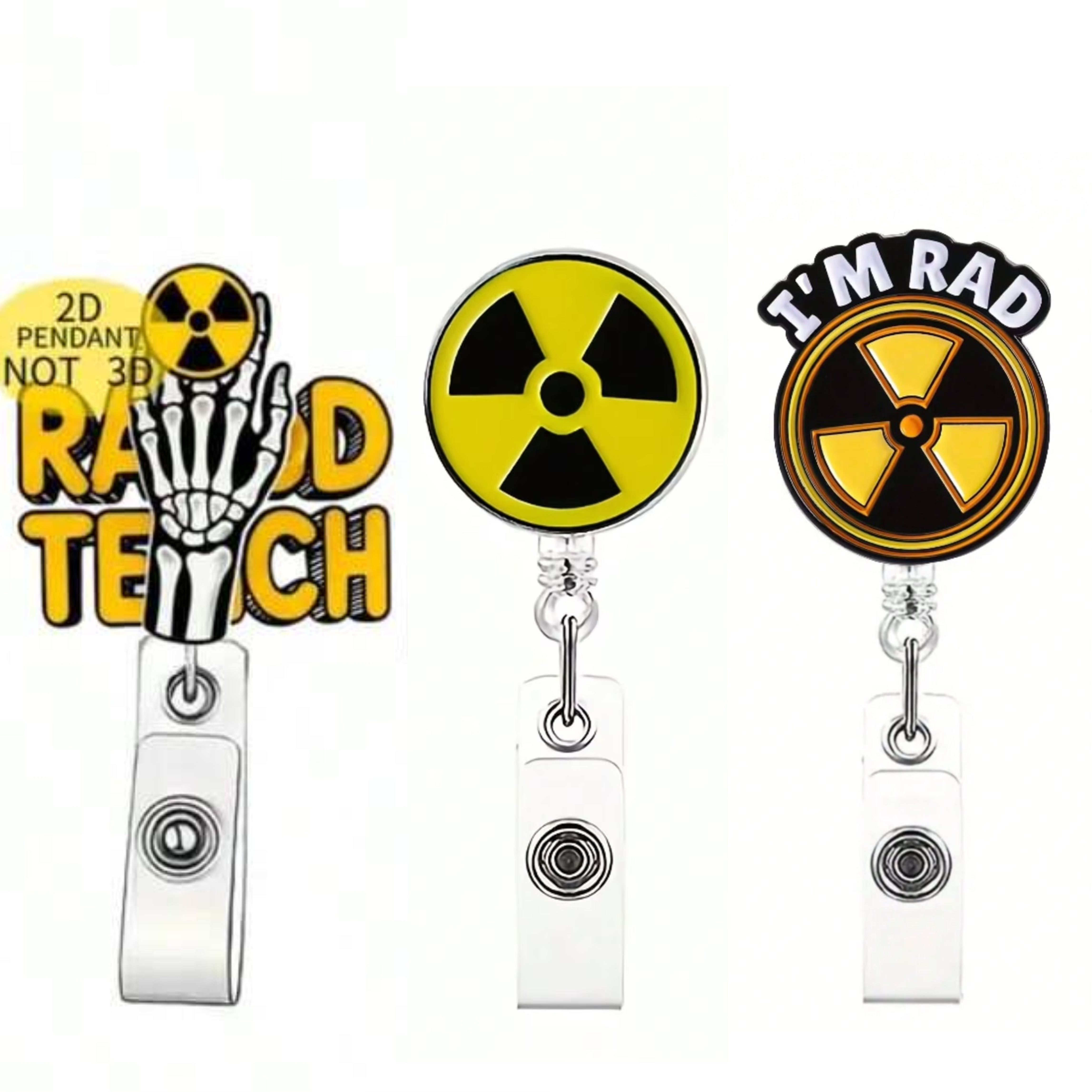 [2D Flat]1pc Nuclear Retractable Badge Reel - Durable Acrylic Clip, Suitable For Nurses And Office Workers,team s