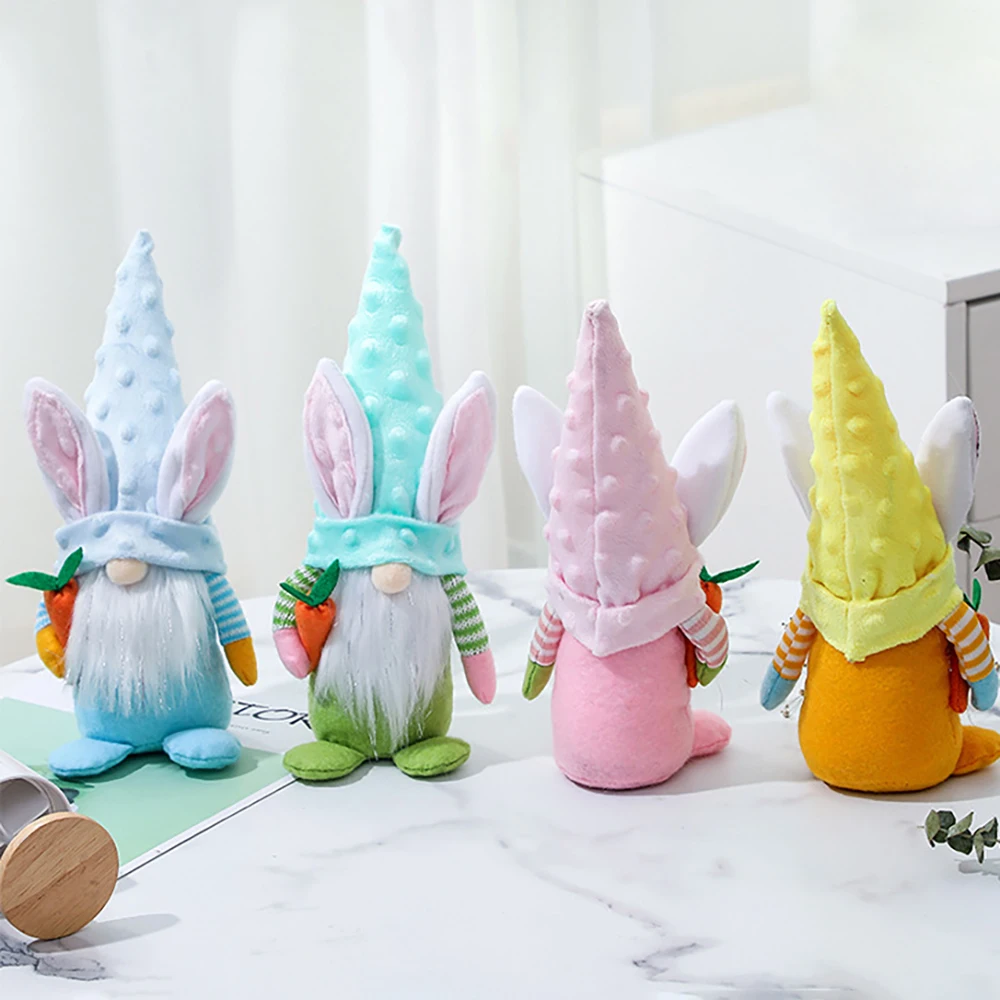 1 pc - Cute Easter pointed hat rabbit doll ornament, cute faceless doll decoration