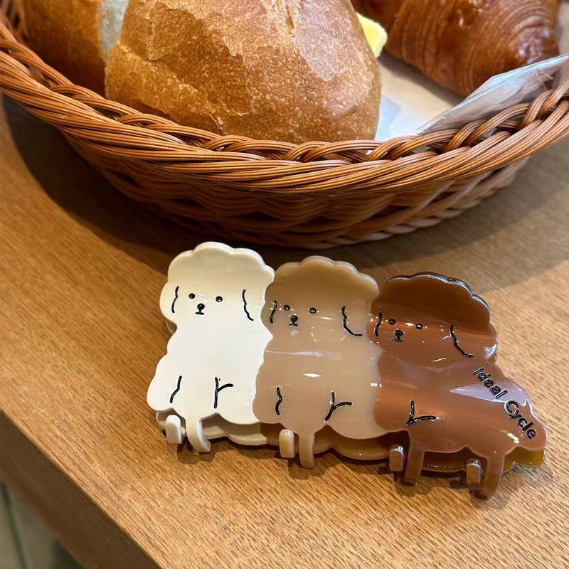 1/2pcs New Three Little Dog Acetic Acid Grab Clip Cute Hairpin Cartoon Animal Hair Grab Large Back of Head Shark Clip