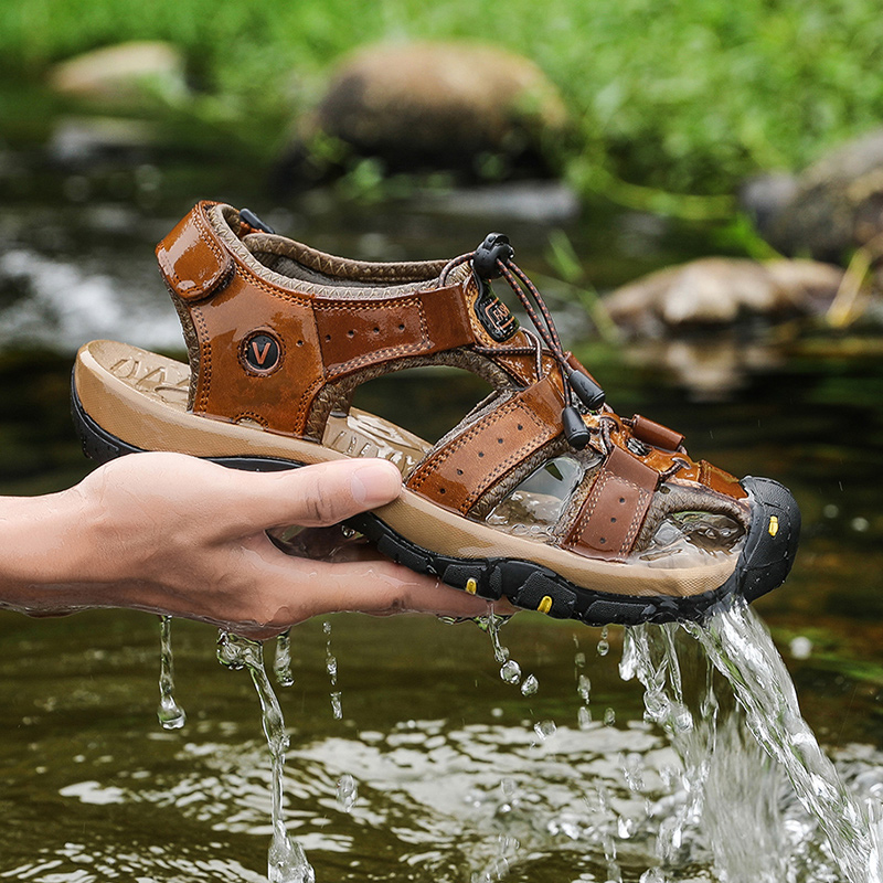 Summer Outdoor Men Sandals Breathable Beach Wear-resistant Wading Shoes Men Thick Sole Lightweight Low-top Shoes Men