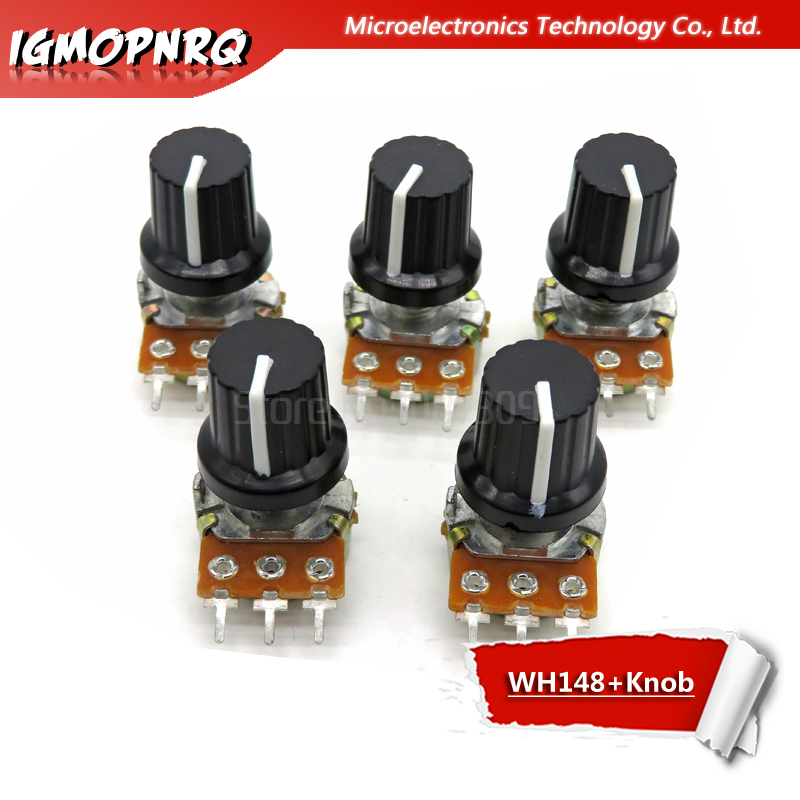 1 pair WH148 B10K B20K B50K B100K 3pin 15mm 1K 2K 5K 10K 20K 50K 100K 250K 500K 1M 1pcs wh148 + 1pcs AD2 knob Potentiometer knob
