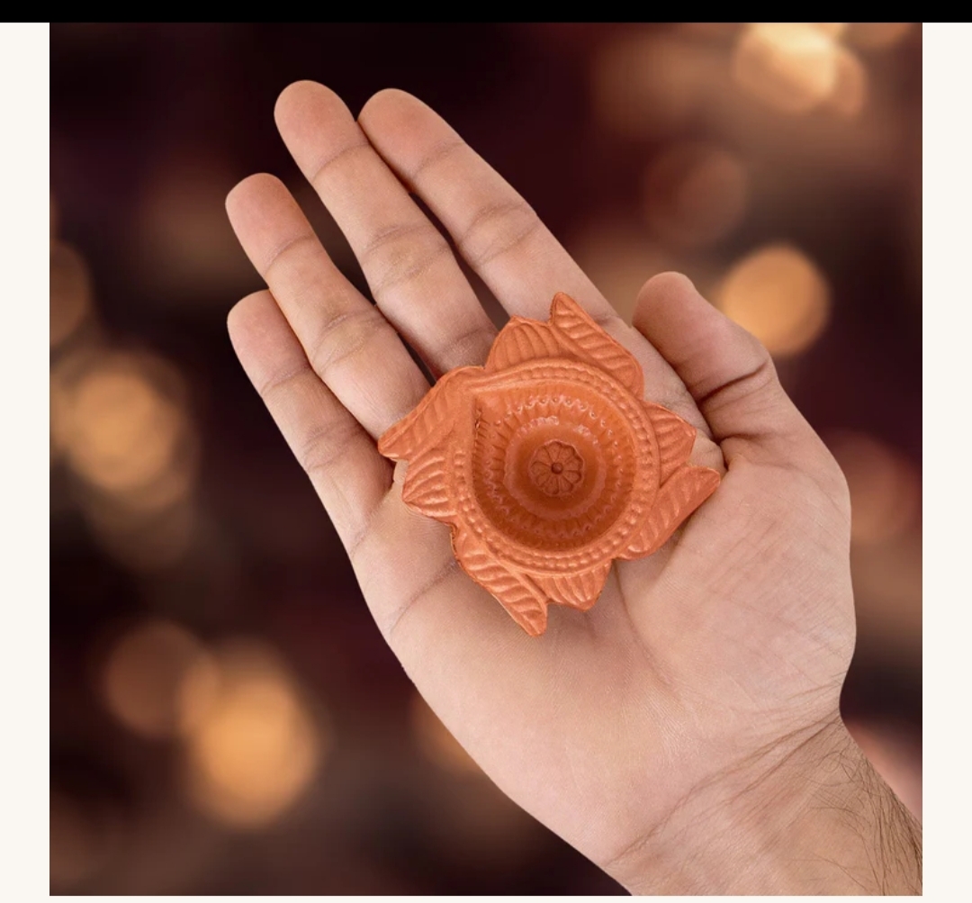 Swastik Shape Clay Diya Traditional puja samagri 12 piece set