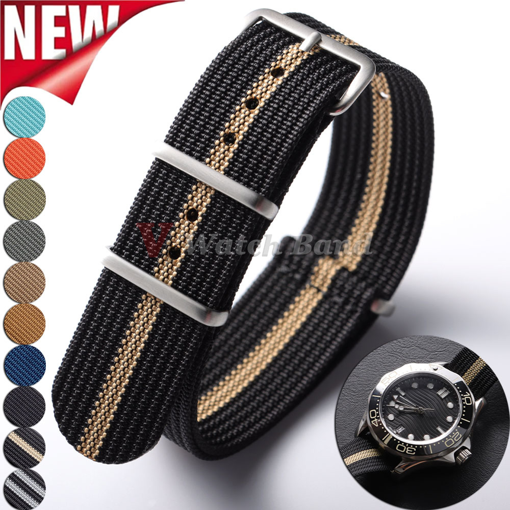 19mm 18mm 20mm 22mm Nylon Watch Strap Brown Green Band Casual Watchband for Sport Bracelet Replacement Belts