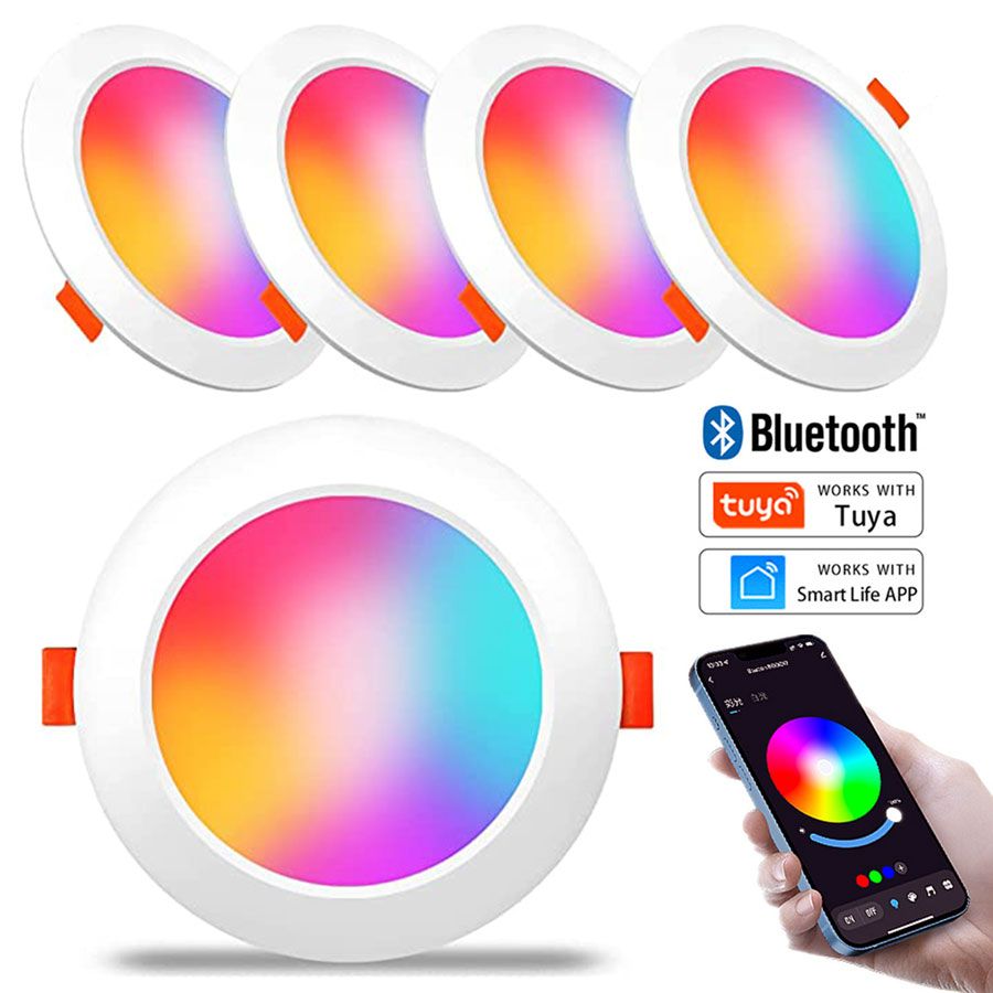 Tuya Bluetooth LED Downlight 10W/15W Smart Ceiling Lights RGB CW+WW Dimmable Recessed Led Spot Lamp Work With Smart Life lightify