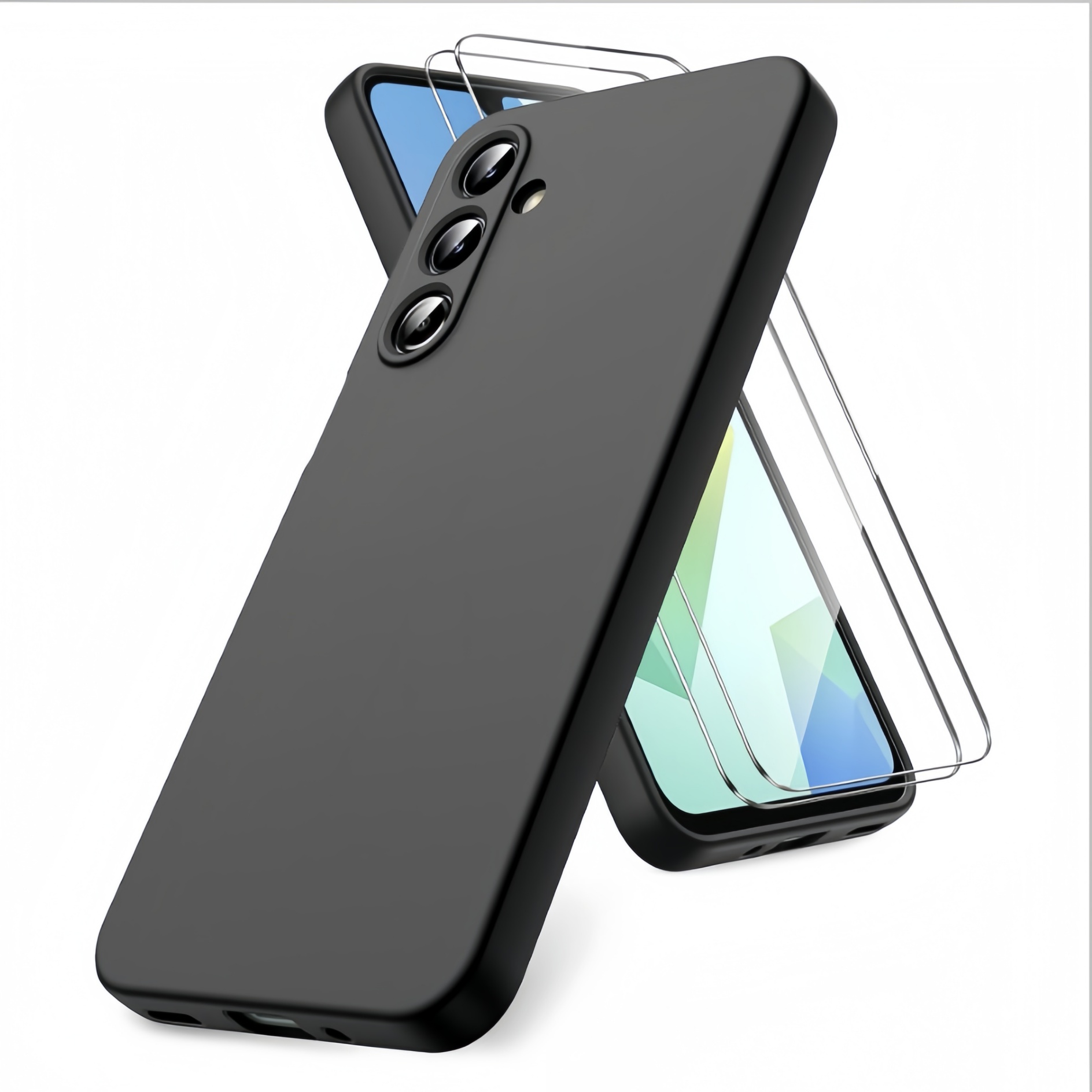 Fashion Solid Colour Shockproof Protective Phone Case For S25FE With 2Pcs Anti-Blue Full Coverage Tempered Film