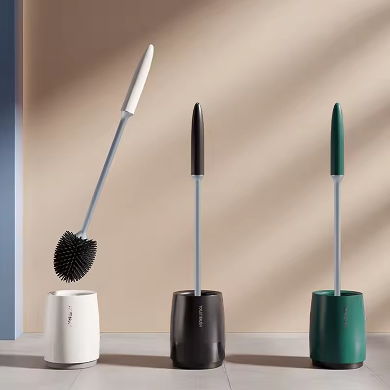 Olive-Shaped Toilet Brush Set Long Handle Soft Silicone Multi Purpose Household Bathroom No Dead Corner Toilet Bowl Cleaner
