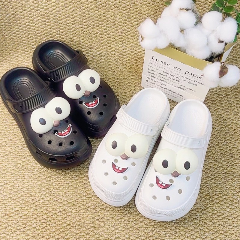 4PCS Creativity Shoe Charms for Clogs Set Accessories Hole Shoe Buckle Cartoon Funny Big Eyes Mouth DIY 3D Shoes Decorations