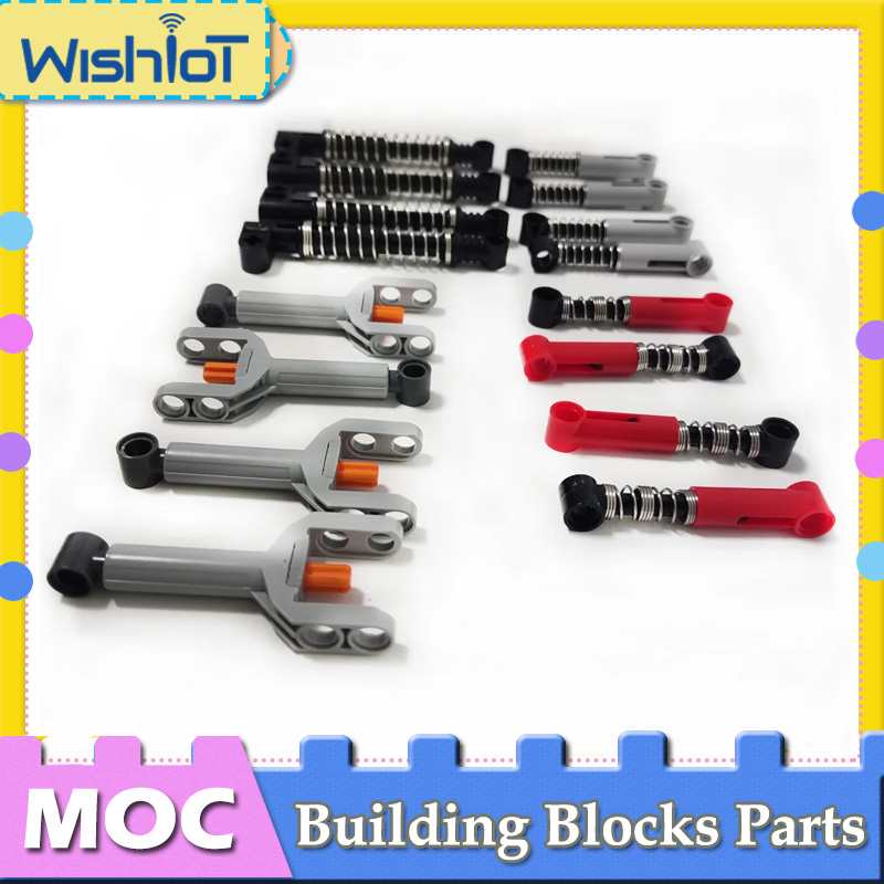 Soft/Hard Shock Absorber High-tech Building Blocks Parts Small Putter Linear Actuators Push Rod 9.5L Shock Arm MOC Bricks Toys