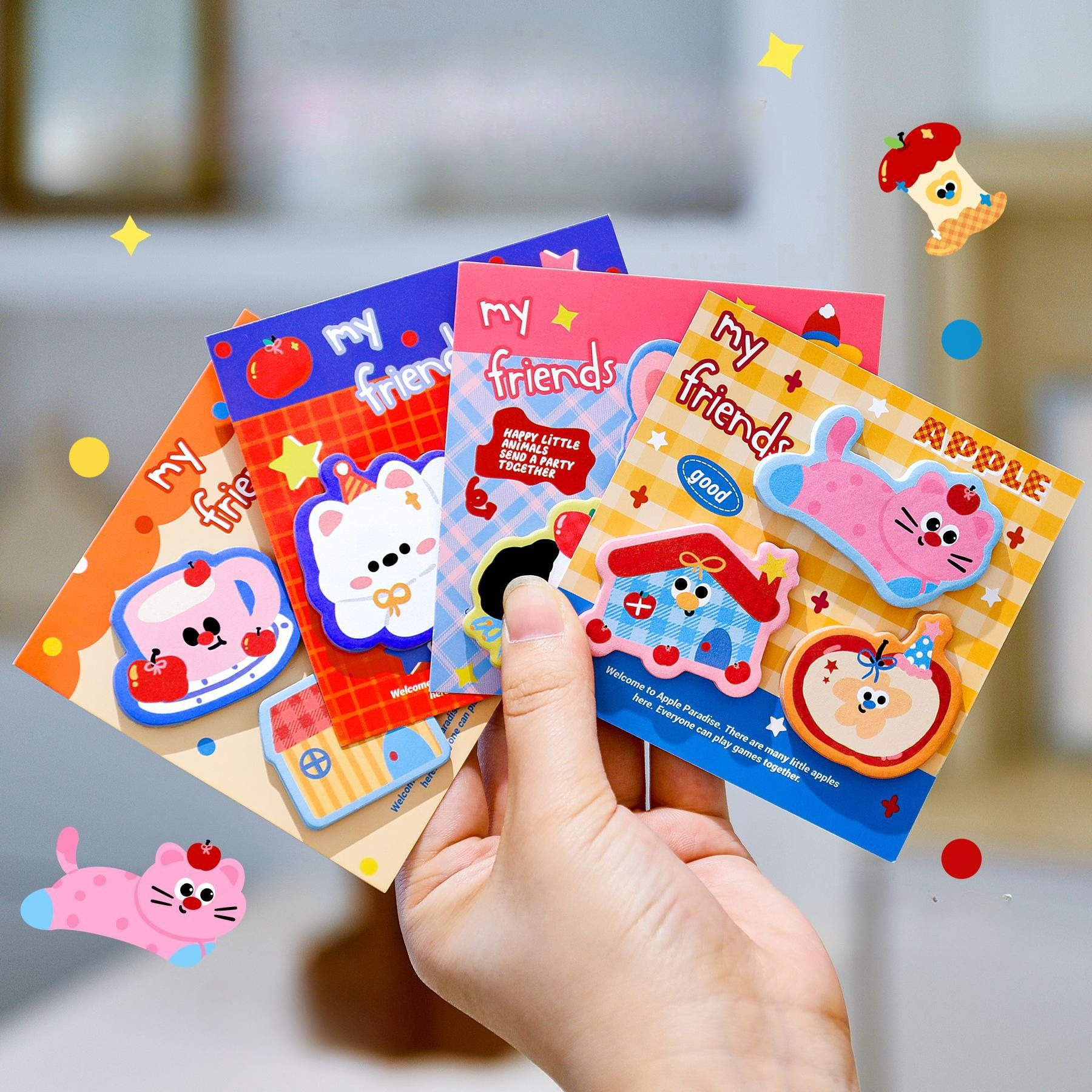 Ins Cute Pet Combination Post Notes Student Cartoon Multiple Hand Account Decoration Message Note Sticky Note N Times Notepad