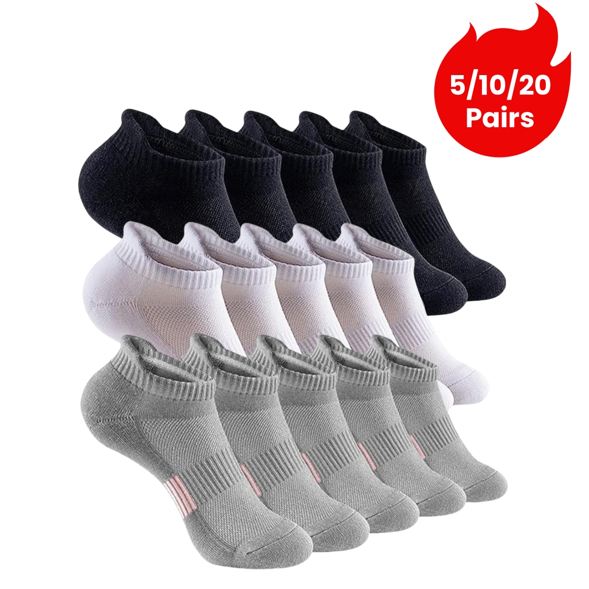 Unisex Athletic Ankle Socks - Heel Tab Design, Stay-in-Place Fit, Breathable Mesh, Ideal for Running