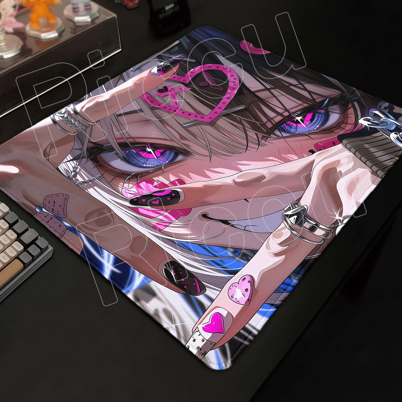 Black White Pixel Aesthetics Mousepad Anime Girl E-Sports Gaming Mouse Pad Non-Slip Small Office Desk Mat PC Accessories