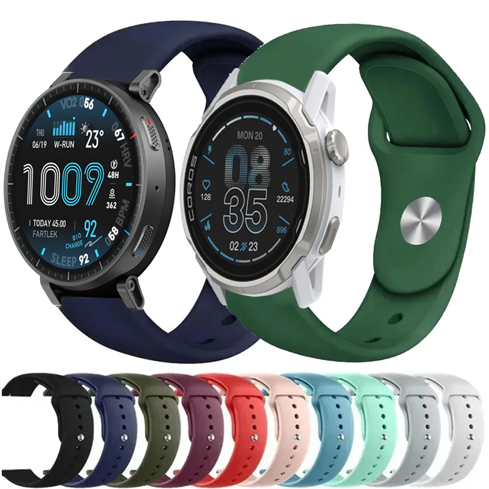 18mm 20mm 22mm Silicone Sports Strap for COROS Watch APEX 4 42mm/Suunto Vertical 2 Comfortable Watchband for Amazfit Active Max