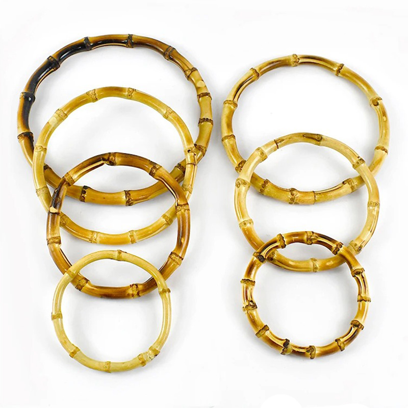 Round Bamboo Handle for Bag Handbag 15cm 17cm Width Wooden Handle for Handcrafted Purse Box Bag DIY Bag Strap Accessory