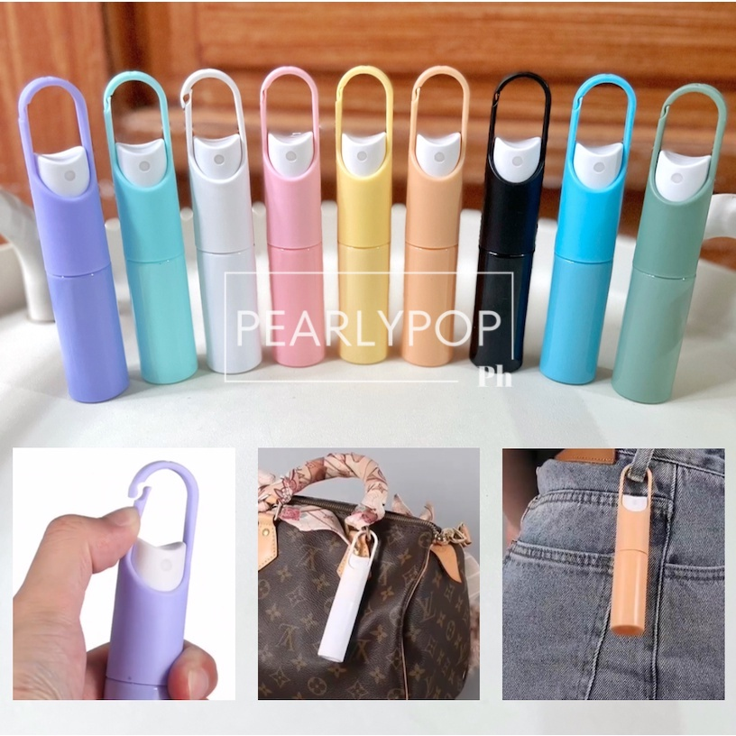 3PCS 20ml Mini Refillable Fragrance Hand Sanitizer Hook Portable Bottle With Spray Pump Empty Perfume Container