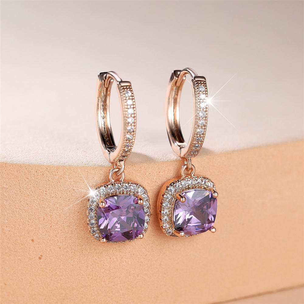 Cute Female Small White Crystal Zircon Stud Earrings Fashion Blue Opal Heart Wedding Jewelry For Women