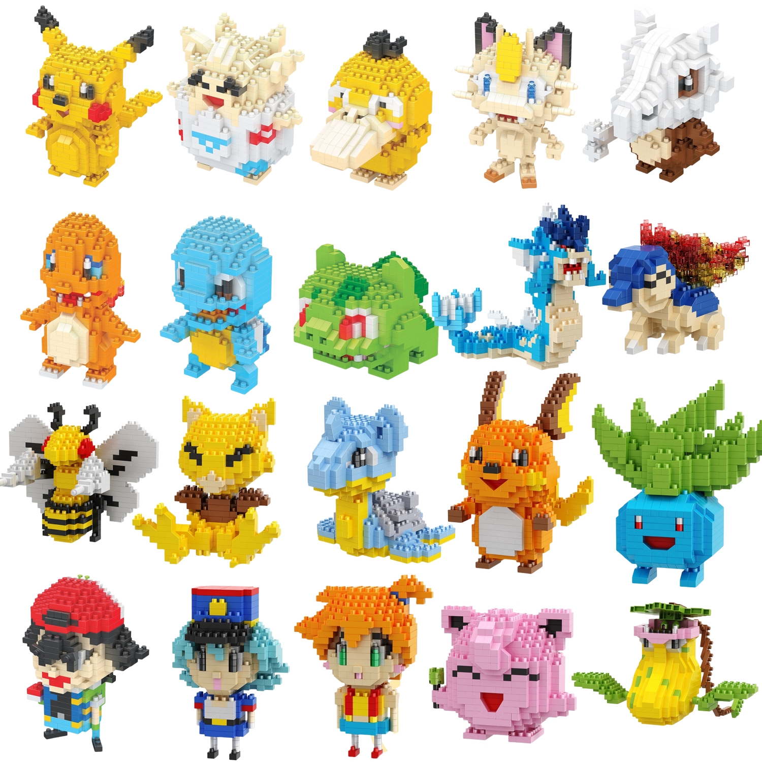 Pokemon Micro Building Blocks Marowak Jigglypuff Gengar Mudkip Piplup Raichu Gyarados Pikachu Mini Brick Figures