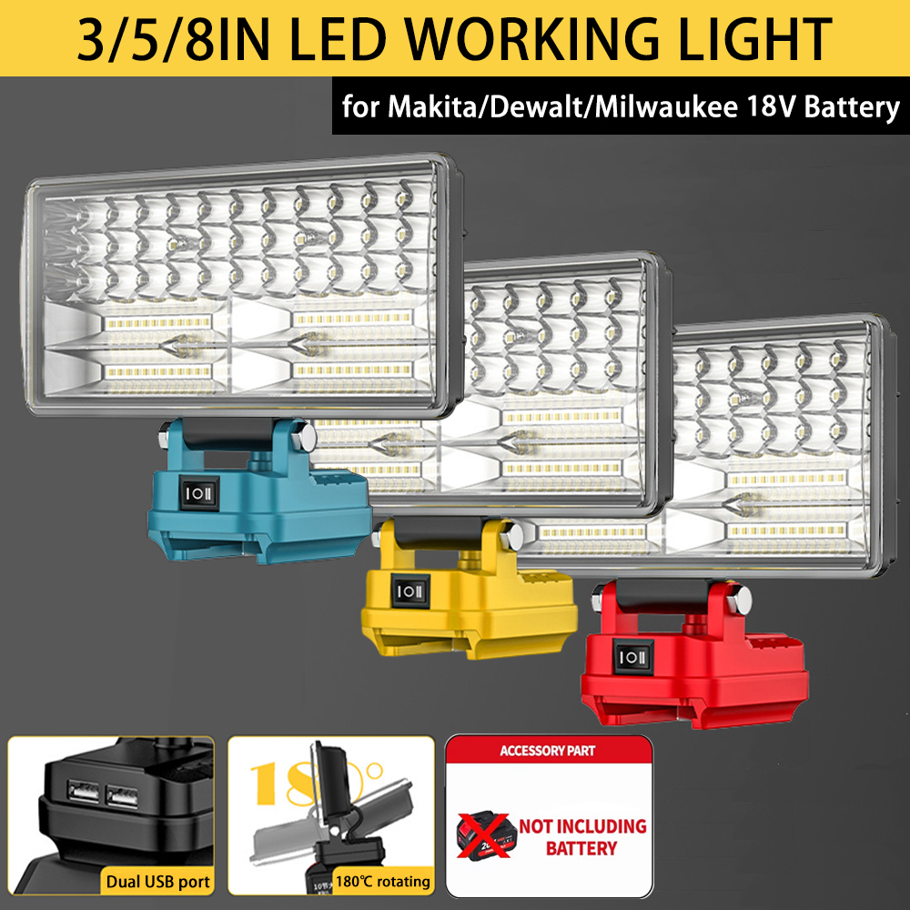 Led Light Portable Spotlight Cordless Outdoor Work Fishing Handheld Emergency ToolLight For Makita/Dewalt/Milwaukee 18V Battery