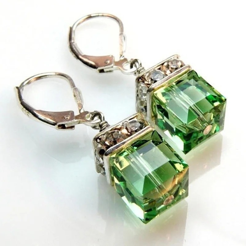 Silver New Woman Fashion Jewelry High Quality Blue Pink White Purple Crystal Zircon Hot Selling Earrings